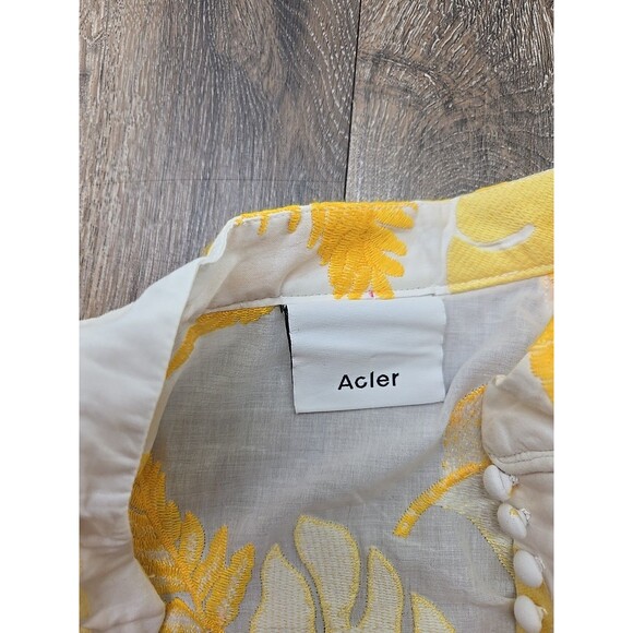 Acler Basita Dress Golden Leaves Women's US 8 Yellow and White Embroidered - Picture 7 of 14